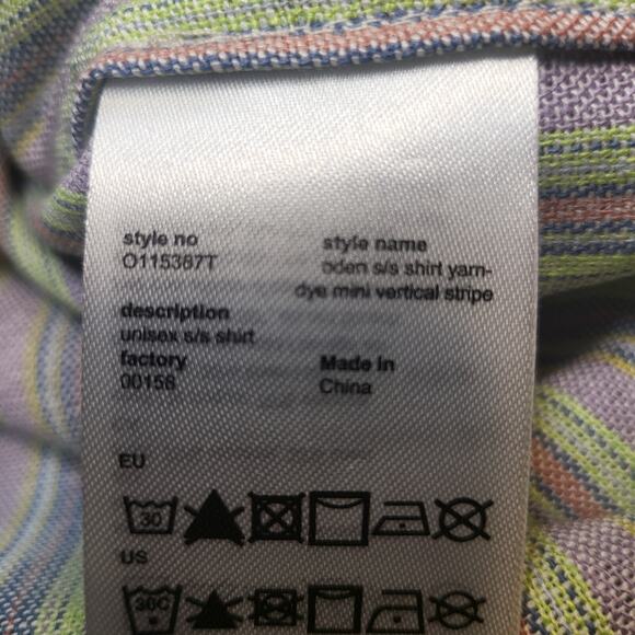 Wezc Linen Blend Shirt Mens M Striped Button Up Short Sleeve - Picture 5 of 9